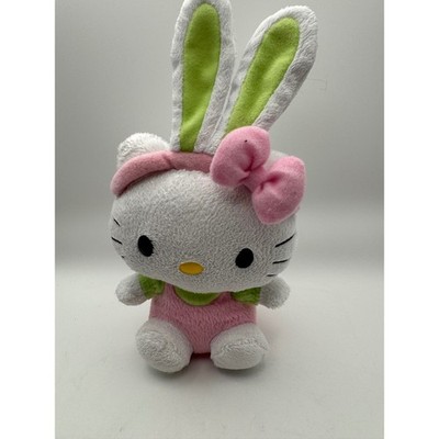 Hello Kitty Bunny Plush Stuffed Animal Pink Green Bow Easter Ty Beanie Baby