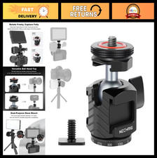 Mini Ball Head Tripod with Triple Cold Shoe Mount for DSLR, Action Camera, Smart