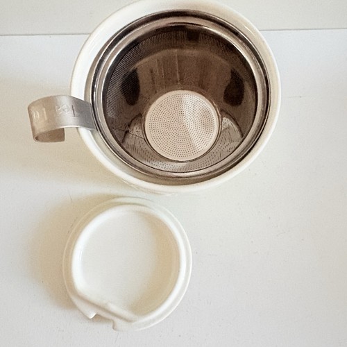 Tazza Tea Forte con infusore con coperchio tazza verde e bianca primaverile erba ripida alta 12 oz - Foto 2 di 7