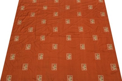 Sushila Vintage Rust Sari Remnant Scrap Pure Silk Baluchari Woven Craft Fabric