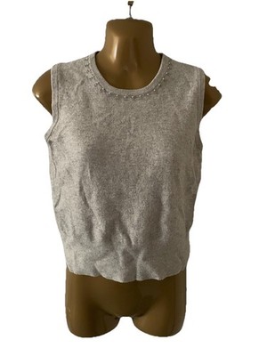 George Sweater Vest  Sz M Lambswool Cashmere Angora Knit Beaded Layering Preppy