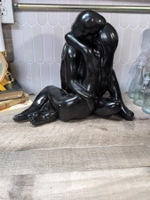 ARNOLD BERGERE LEONARDO Art Works Lovers Embrace Plaster Black 1968 Sculpture
