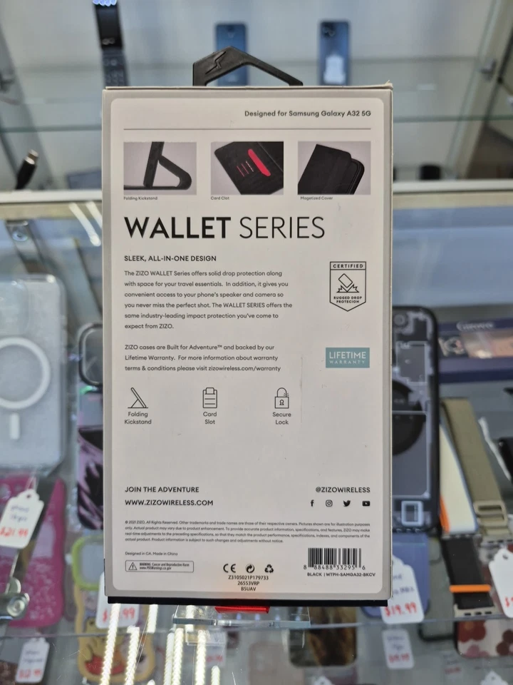 ZIZO Wallet Series Phone Case for Samsung Galaxy A12 Black w/ Card Slot NEW - Image 2 of 4