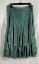 Free People Women's Skirt Teal Green Vintage Y2K Velvet Crochet Boho Midi Sz 6