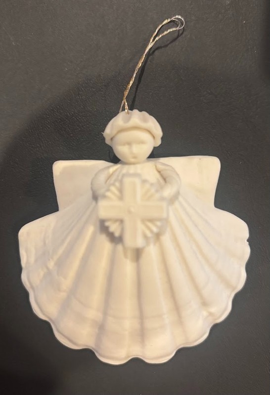 Margaret Furlong 1993 Porcelain Angel with Cross 3" Ornament
