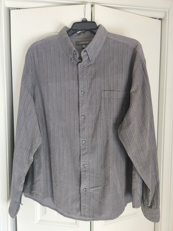 Fantastic Men's Croft & Barrow Gray Stripe Corduroy Button Up Shirt Sz XXL!!