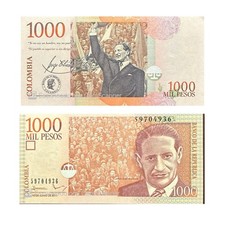 KV)2011 COLOMBIA, 1000 PESOS BANKNOTE FEATURING JORGE ELIECER GAITÁN WAVING BEFO