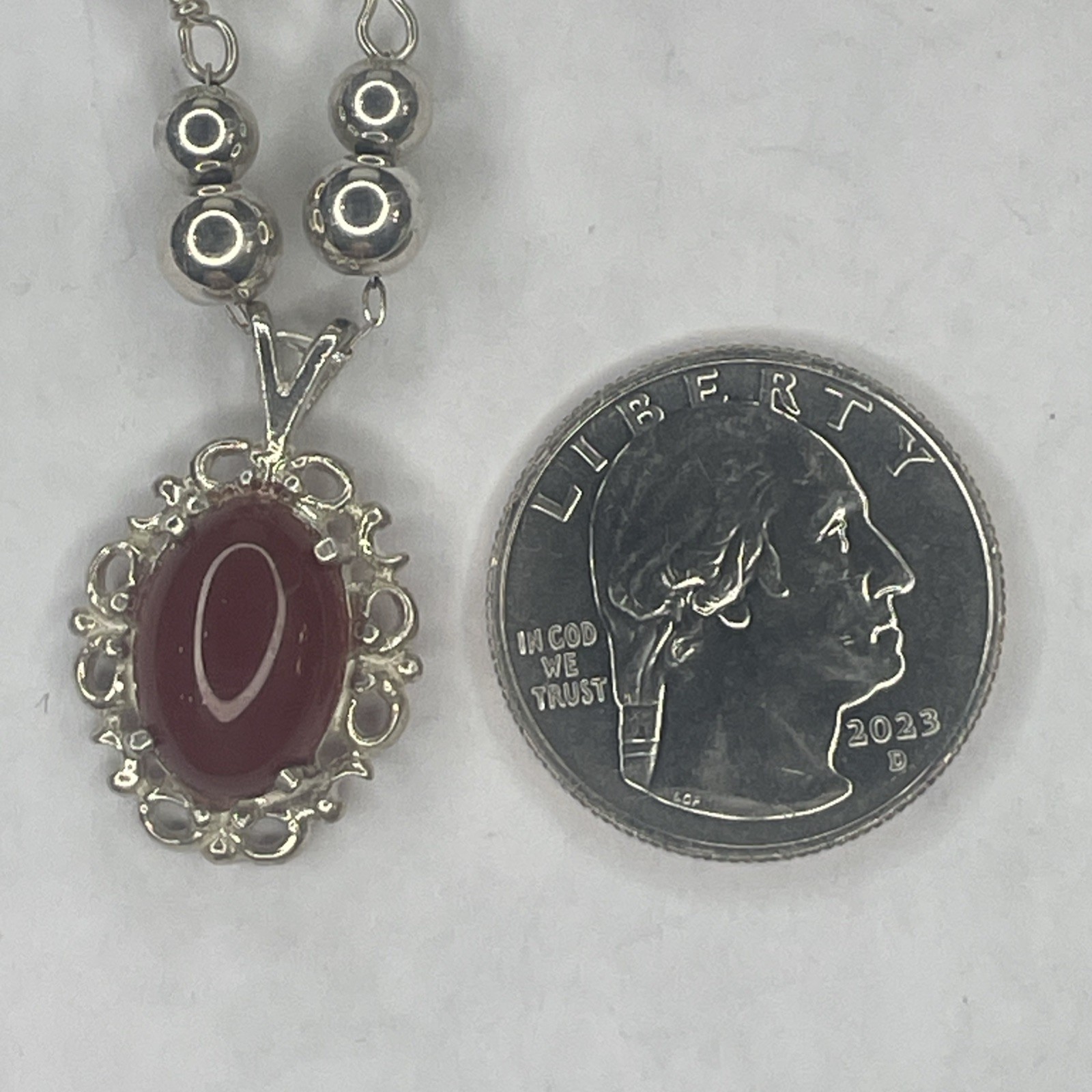 Solid Sterling 21” Figaro Artisan Made Carnelian … - image 8