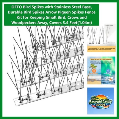 Durable Stainless Steel Bird Spikes Kit - Humane Deterrent for Pigeons & Crows