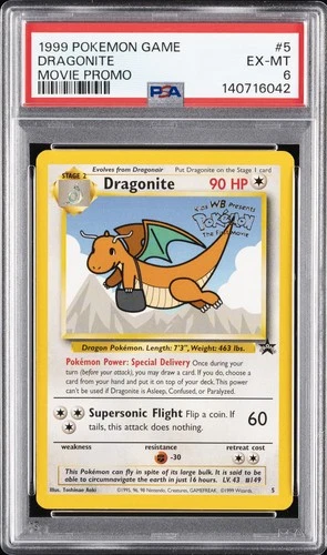 1999 POKEMON GAME MOVIE PROMO #5 DRAGONITE PSA 6