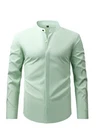 Mens Dress Shirts Stand Collar Formal Business Long Sleeves Elastic Casual Shirt