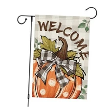 Bandera de jardín de bienvenida de otoño de 12 x 18 pulgadas, doble cara para 