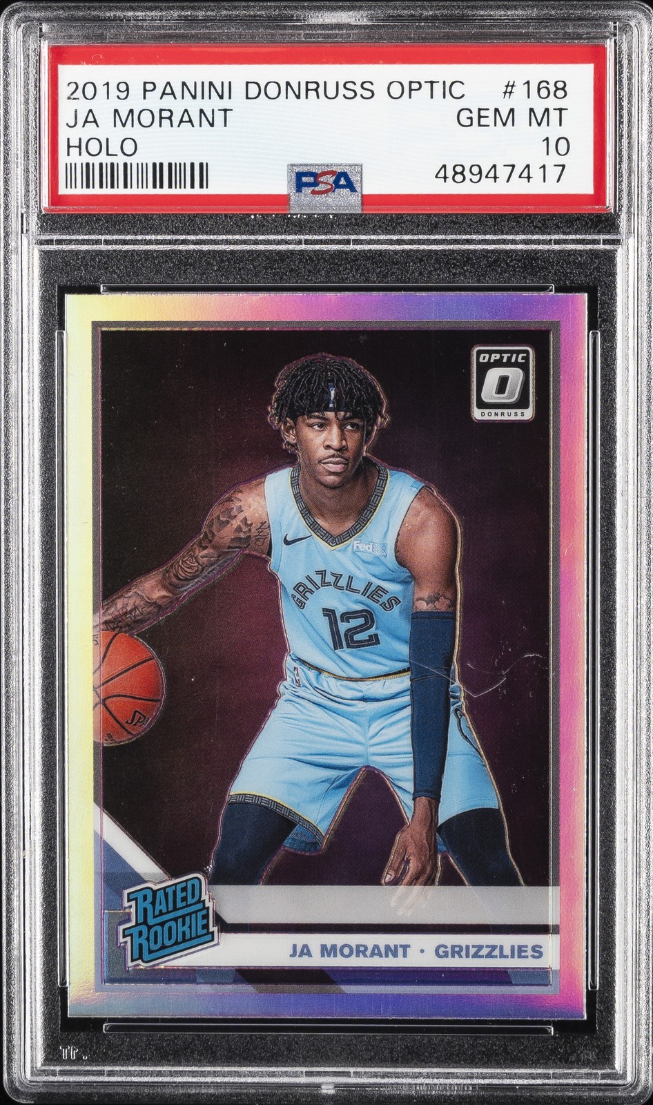 2019 PANINI DONRUSS OPTIC HOLO #168 JA MORANT PSA 10