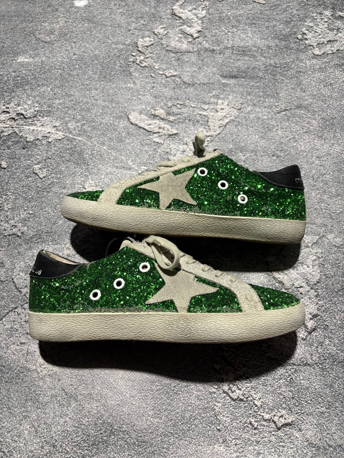 Green Glitter Suede Star Women's Shoes Size 40