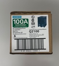6 PCS Siemens Q2100 100A 2 Pole 240V Circuit Breaker - Black