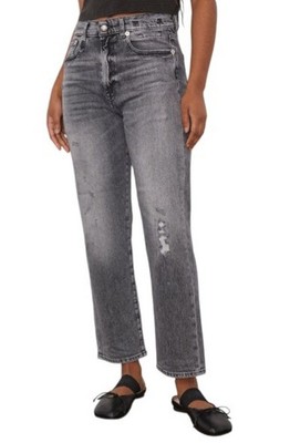 R13 Boyfriend Damenjeans W27 Vintage Grau Faded Cropped Zip