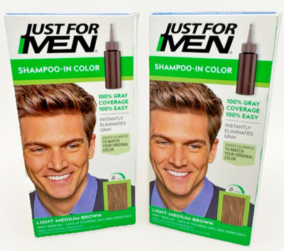 2 Just for Men SHAMPOO-IN COLOR Haircolor with Keratin, H-30, LIGHT MEDIUM BROWN