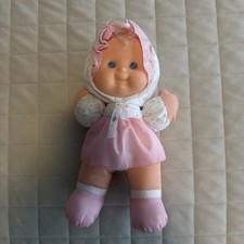1994 Fisher Price PUFFALUMP KIDS Doll Rattle Pink Nylon Plush Rubber Face K12