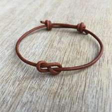 Pulsera Simple, Llave de Amantes, Pulsera Infinita Marrón, Unisex, Pulsera Minimalista