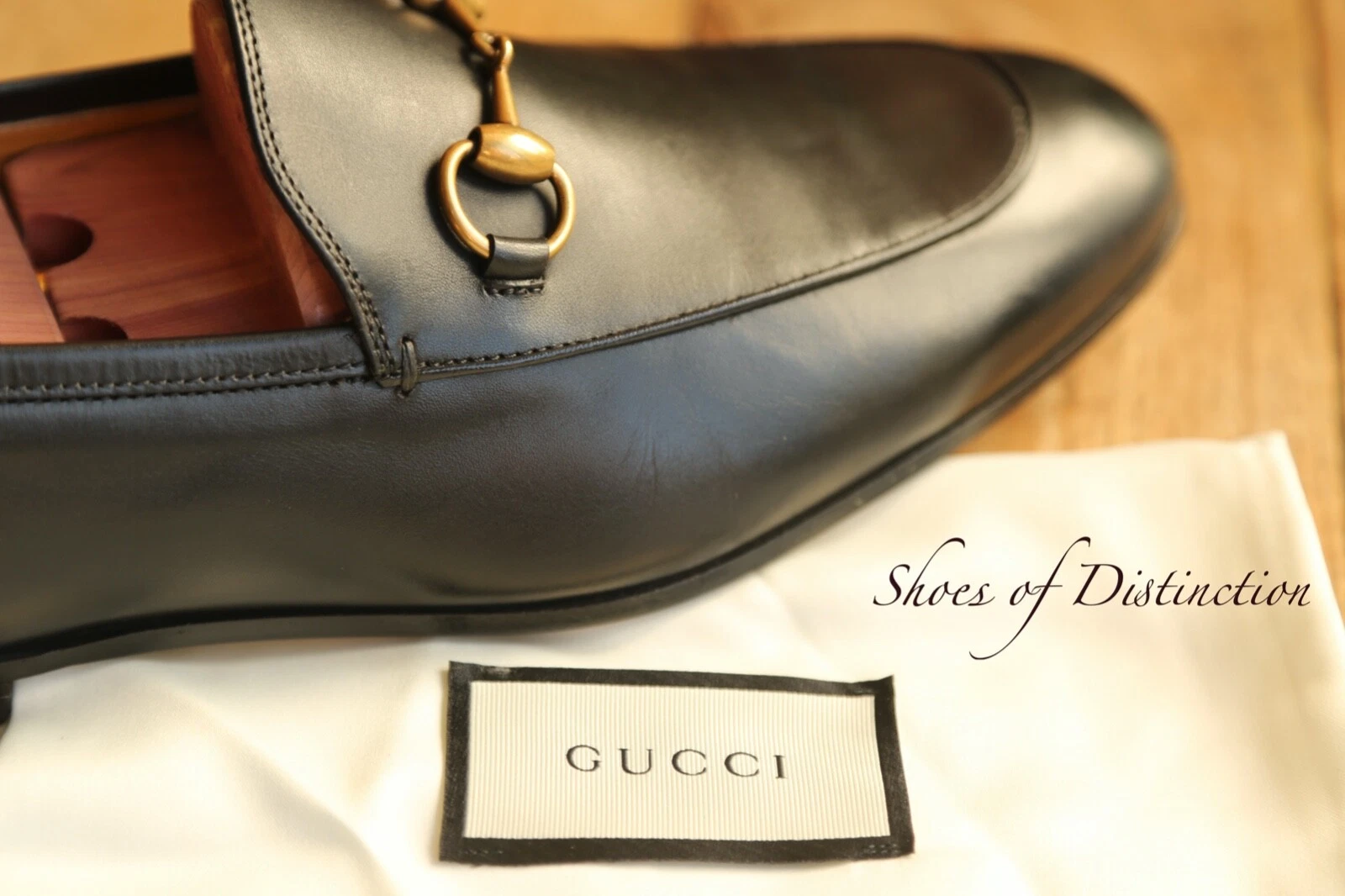 Mocassins Gucci cuir noir laiton mors de cheval chaussures homme UK 8,5 US 9,5 EU 42,5