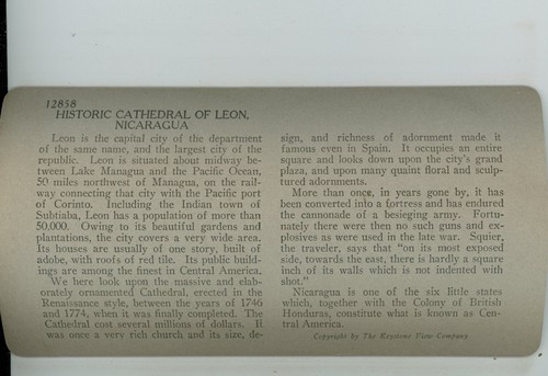Historic Cathedral of Leon Nicaragua Keystone Stereoview - Picture 3 of 4