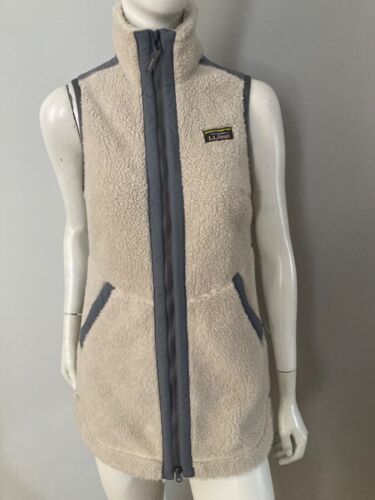 LL Bean Sherpa Fleece long vest soapstone women’s XXSM NWT