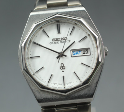 ''N MINT'' Vintage SEIKO GRAND QUARTZ 4843-7001 Decagonal Bezel Men Qz Watch JAPAN