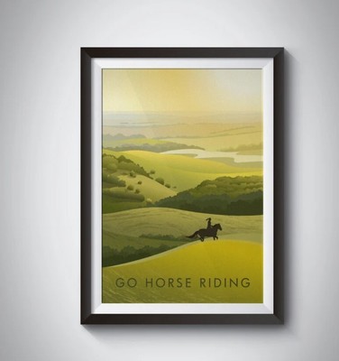 Go Horse Riding Art Print, Equestrian Artwork, Hacking