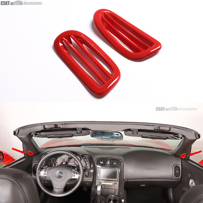 Red ABS Interior A-pillar Air Vent Frame Overlay Trim Fits Corvette C6 2005-2013