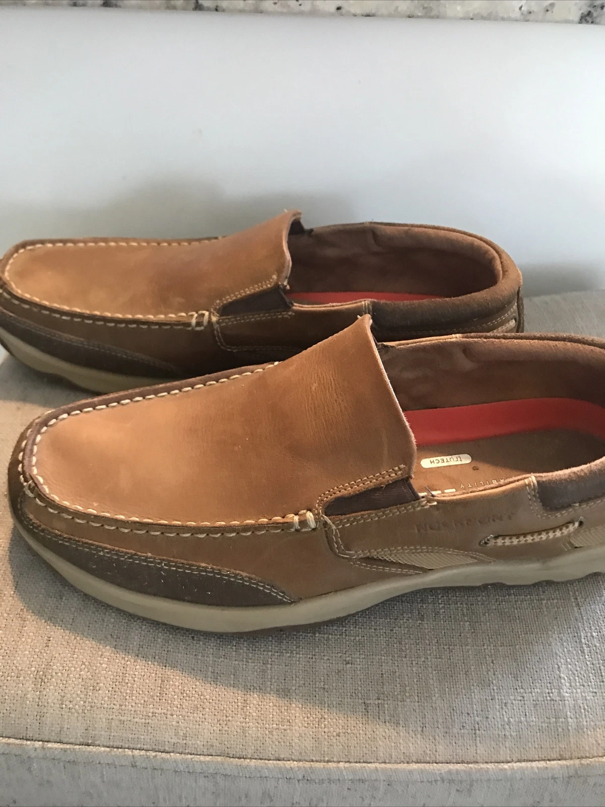 ADIDAS Mocassini da guida Rockport Marrone Adiprene Uomo Taglia 10 W Tomaia in pelle Comfort