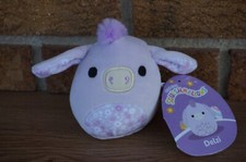 Plush SQUISHMALLOWS 5" Small Delzi PURPLE Floral DONKEY Stuffed Animal Easter