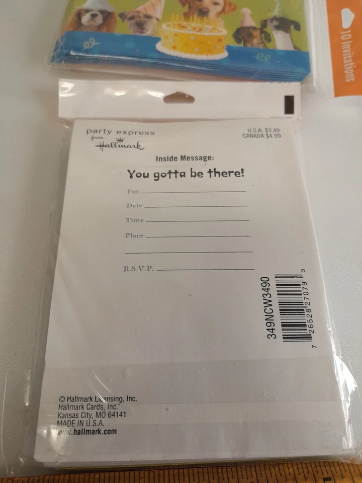 3 Invitaciones de Cumpleaños Sello Fiesta Divertidos Perros en Sombreros 10 Invitaciones Cada uno Foto 3 de 4