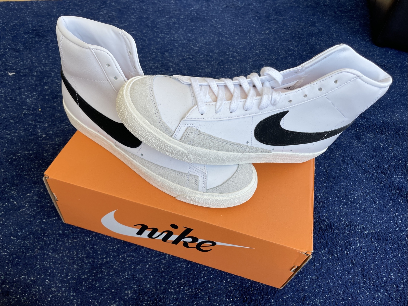 Vintage Nike Blazer Mid 77 Sneakers in White Black Size 10.5-image
