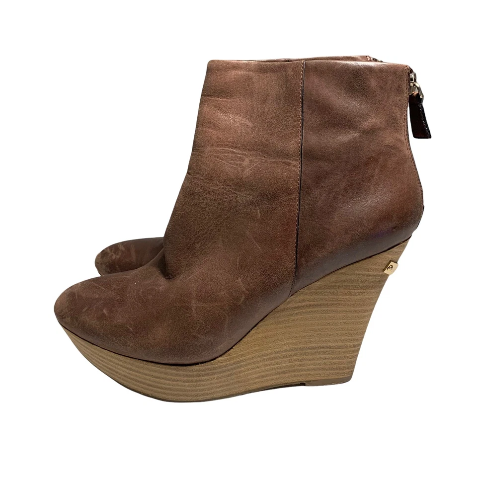 Elaine Turner Womens Skylar Wedge Bootie Brown Zip Up Back Platform Size 8.5 - Image 2 of 4