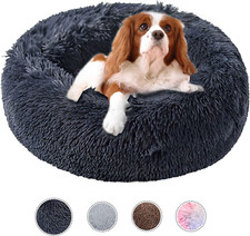 Dog Bed Calming Dog Beds for Small Medium Dogs - round Donut Washable Dog Bed, A