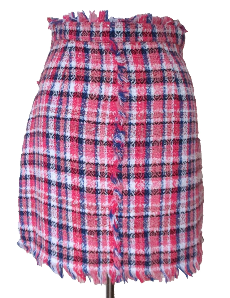 Мини-юбка MSGM Tweed отделка бахромой хлопковая смесь 42 женская - Изображение 3 из 4