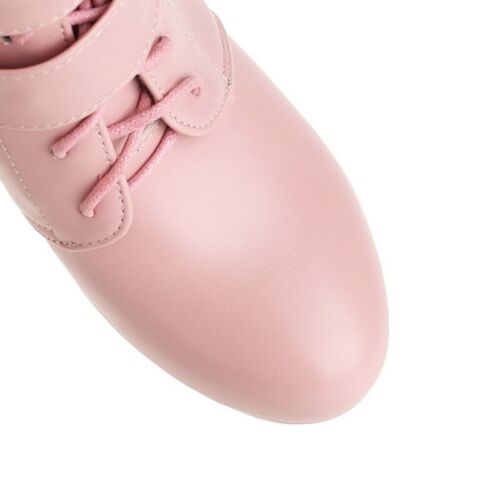 Women's Punk Ankle Boots Round Toe Block High Heel Buckle Platform Shoes 44-48 D - Picture 10 of 17