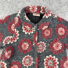 Hanna Andersson Jacket Coat Girls 90 Gray Wool Blend Puffed Floral Lined US 3 