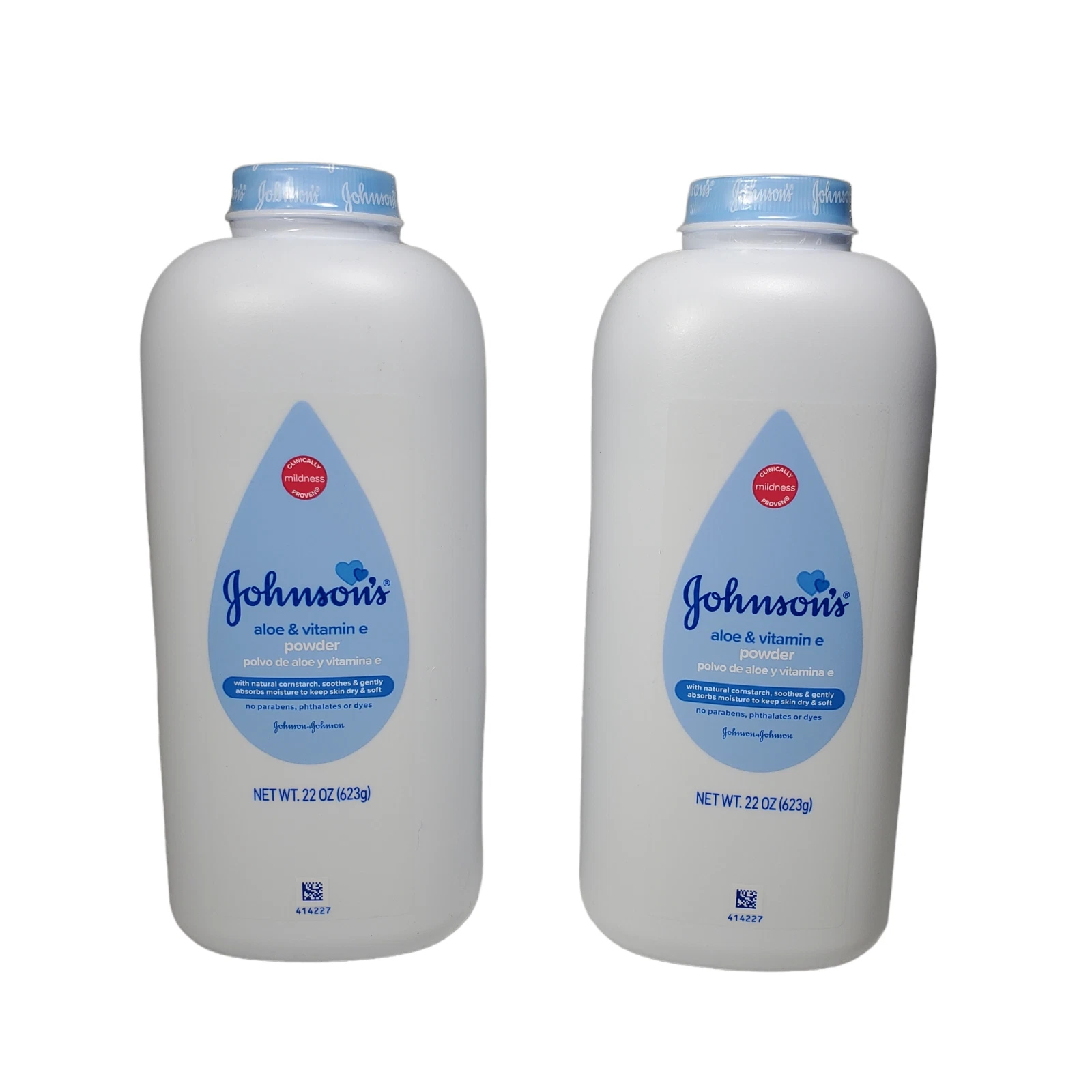 2/Lot Johnson's Aloe & Vitamin E Powder 22oz Paraben-Free Phthalates-Free