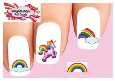 Waterslide Nail Decals Set of 20 - Colorful Rainbow and Unicorn Assorted