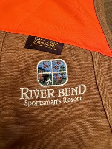 Gamehide Hunting Fowl Vest Mens Size L Brown Canvas Orange River Bend Resort - Picture 2 of 9