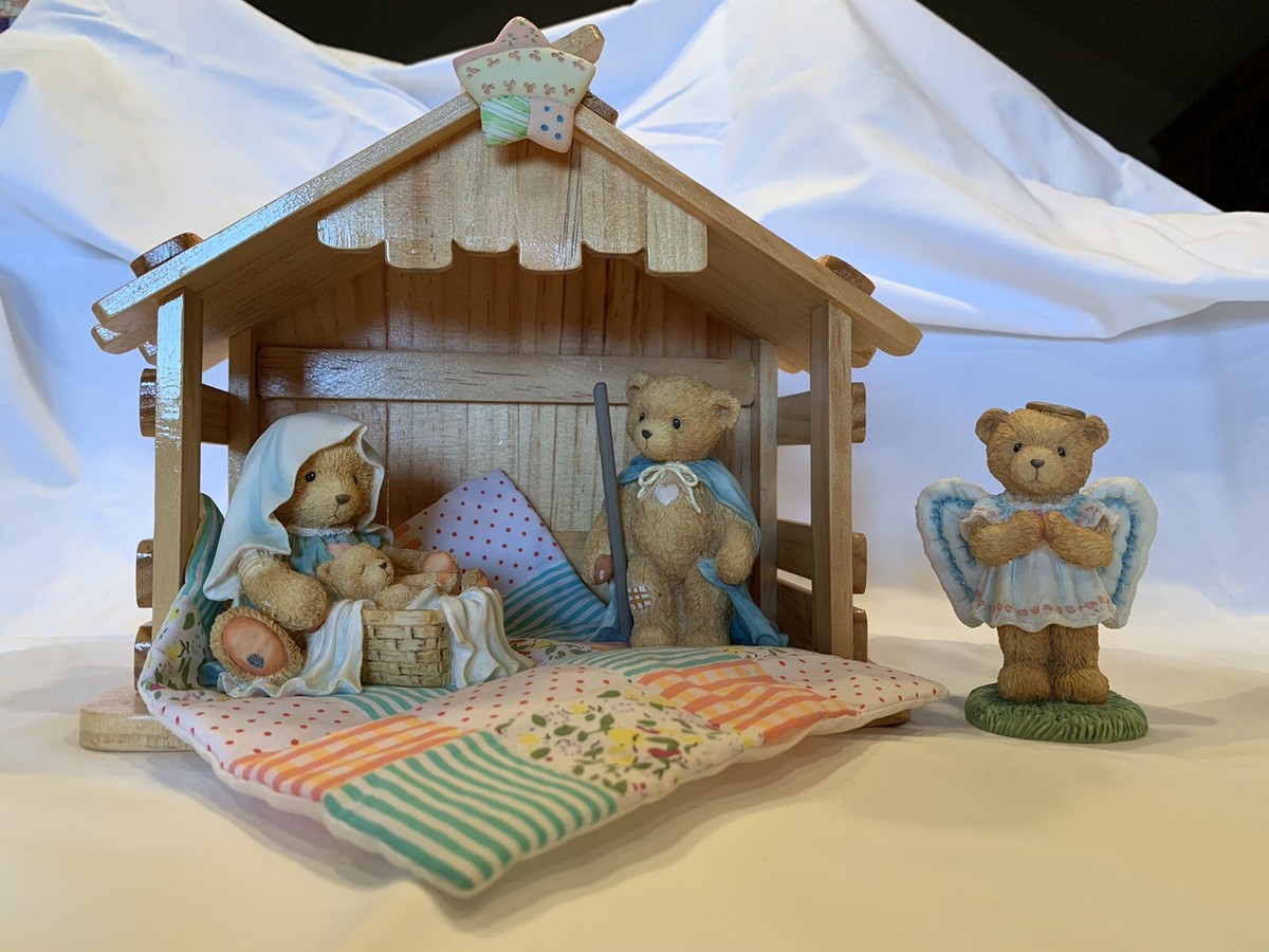 まある様　Cherished Teddies 4 Set Cherished Teddies Retired 4 Piece Nativity Set 916684 With Cow