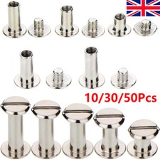 10-50 Pcs Chicago Screws Metal Posts Nail Rivet Button Leather Craft 3 Sizes UK