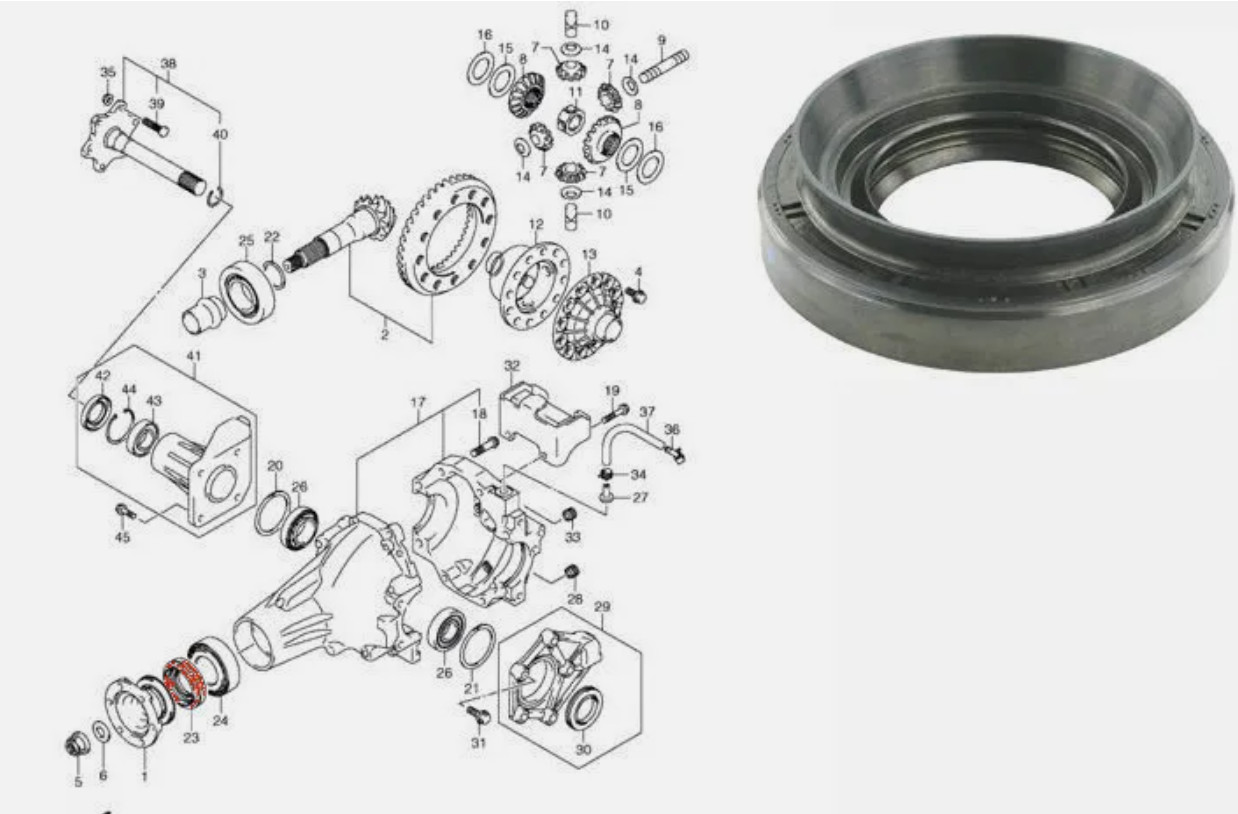 Rear Differential Drive Shaft Seal Suzuki Grand Vitara Jimny SJ 413 Samurai