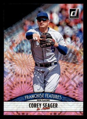2019 Donruss Franchise Features Pink Fireworks #FF7 Corey Seager/Brendan Rodgers