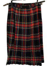 Vintage Brooks Brothers Plaid Skirt Royal Stewart Tartan Kilt Waist 28 Small 80s