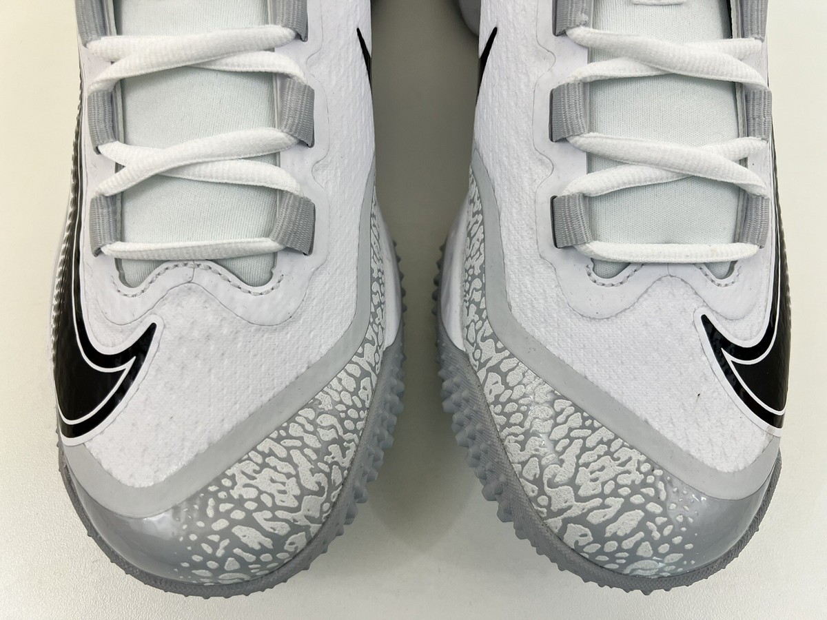 Nike Baseball Alpha Huarache Elite 4 Turf Shoes White Grey  display picture 1