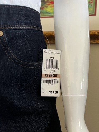 Style & Co. "Comfort Waist" Straight Legged Dark Wash Jeans Size 12 Short NEW! - Picture 3 of 9