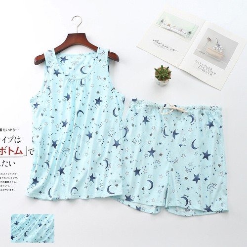 Knitted Cotton Pyjamas Ladies Sleeveless Vest Shorts Pyjama Set PJs Nightwear - Picture 13 of 28