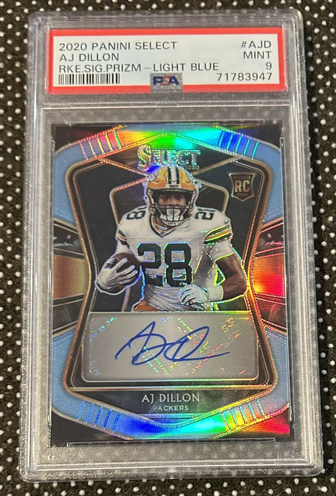 AJ Dillon Panini Select Rookie Signatures #AJD Light Blue